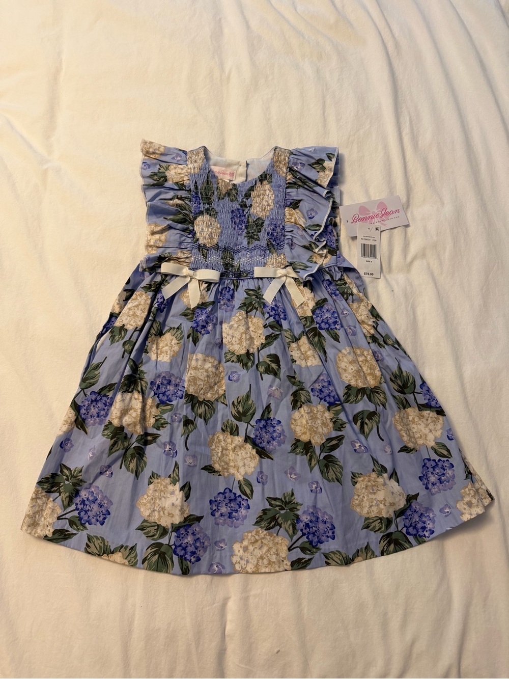 Bonnie Jean Blue Floral Smocked Girls' Dress